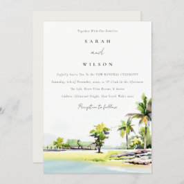 Tropische kuststrook Palm Trees Vow Renewal Invite Bedankkaart
