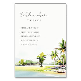 Tropische kuststrook palm Trees Wedding Seding Cha Kaart