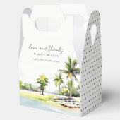 Tropische kuststrook Waterverf bruiloft palmbomen Bedankdoosjes (Geopend)