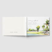 Tropische kuststrook Waterverf bruiloft palmbomen Gastenboek (Volledig)