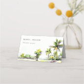Tropische kuststrook Waterverf bruiloft palmbomen Plaatskaartje (Voorkant)