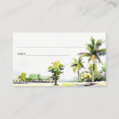 Tropische kuststrook Waterverf bruiloft palmbomen Plaatskaartje (Achterkant)