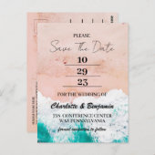 Tropische kuststrook Zee bruiloft Opslaan datum Briefkaart (Voorkant / Achterkant)