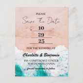 Tropische kuststrook Zee bruiloft Opslaan datum Briefkaart (Voorkant)