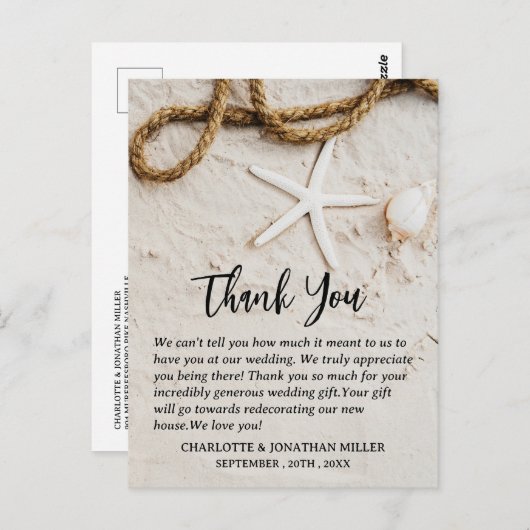 Tropische kuststropdas bedankt briefkaart (Voorkant / Achterkant)