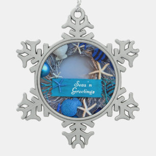 Tropische kustvaart Seashell Holiday Tin Sneeuwvlok Ornament
