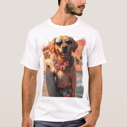 Tropische Labrador - Wave Rider Design T-shirt (Voorkant)