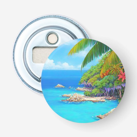 Tropische lagune button flesopener (Voorkant)