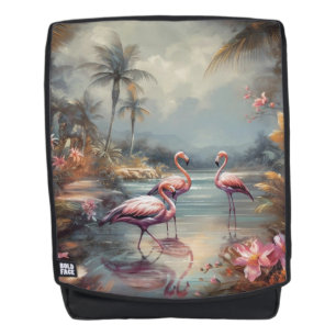Tropische Lagune Flamingo Fijne Kunst Reis Rugtassen