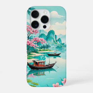 Tropische lagune met kersenbloesems _ iPhone case 16 Pro Hoesje
