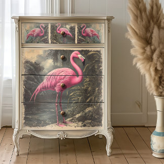 Tropische Lagune Roze Flamingo Decoupage Tissuepapier