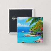 Tropische lagune vierkante button 5,1 cm (Voorkant /achterkant)