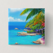 Tropische lagune vierkante button 5,1 cm (Voorkant)