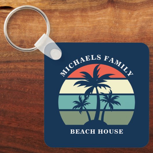 Tropische landpalmboomstammen, aangepast sleutelhanger (Voorkant)