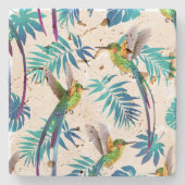 Tropische lange staartjes stenen onderzetter (Voorkant)