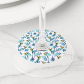 Tropische lange staartjes wijnglaslabel (Dichtbij)