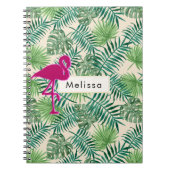 Tropische lantaarns Patroon en Roze Flamingo Custo Notitieboek (Voorkant)