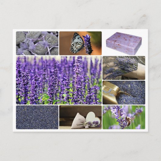 Tropische lavendel collage foto briefkaart (Voorkant)