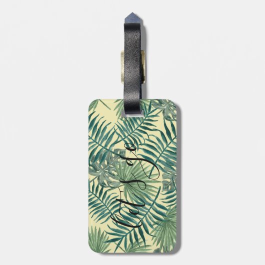  Tropische Leaf Laten we het Citaat gaan | BAGAGEL Bagagelabel (Achterkant verticaal)