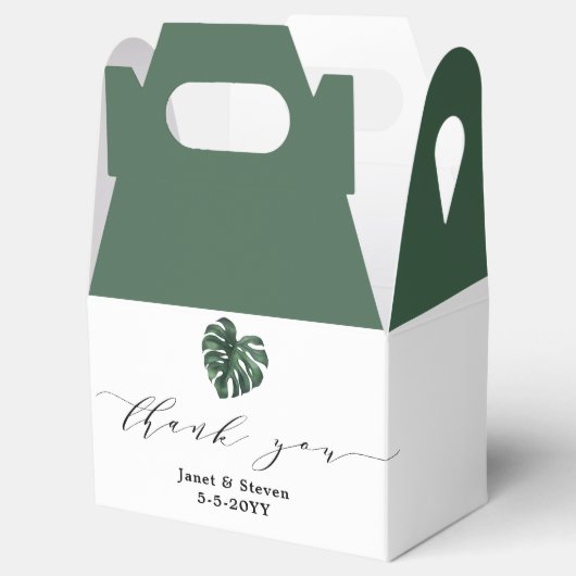 Tropische Leaf Monstera Greenera-voorhoede Bedankdoosjes (Geopend)