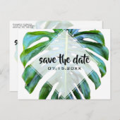 Tropische Leaf Trendy Greenery Save the Date Aankondigingskaart (Voorkant / Achterkant)