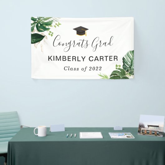 Tropische Leaves Congrats Afstudeerder Graduation  Spandoek (Beurs)