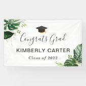 Tropische Leaves Congrats Afstudeerder Graduation  Spandoek (Horizontaal)