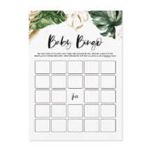 Tropische Leaves Gold Baby shower Bingo Kaart