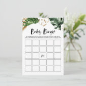 Tropische Leaves Gold Baby shower Bingo Kaart (Staand voorkant)