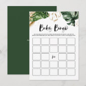 Tropische Leaves Gold Baby shower Bingo Kaart (Voorkant / Achterkant)
