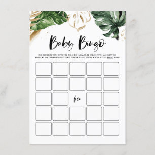Tropische Leaves Gold Baby shower Bingo Kaart
