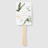 Tropische Leaves Gold Wedding Ceremony Program Handwaaier (Voorkant)