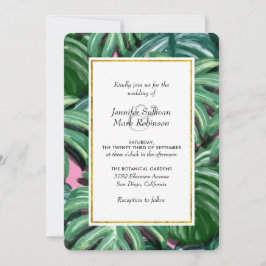 Tropische Leaves Green & Lush Wedding Invitation Kaart