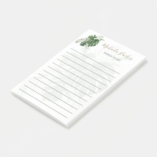 Tropische Leaves Greenery Elegant Script Post-it® Notes (Schuin)