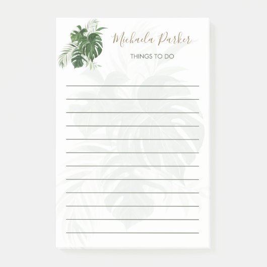 Tropische Leaves Greenery Elegant Script Post-it® Notes (Voorkant)