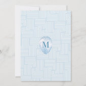 Tropische Leaves Marble Blue Birthday Kaart (Achterkant)