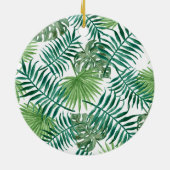 Tropische Leaves Pattern en Roze Flamingo Xmas Keramisch Ornament (Achterkant)