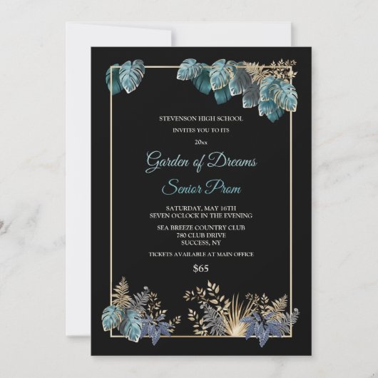 Tropische Leaves Prom Uitnodiging (Voorkant)