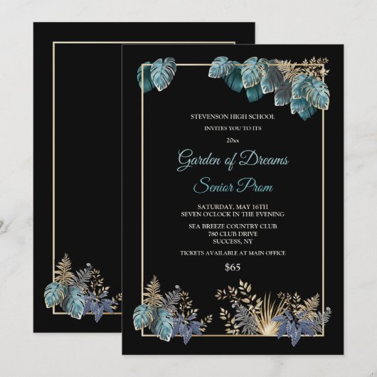 Tropische Leaves Prom Uitnodiging (Voorkant / Achterkant)