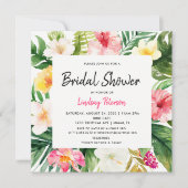 Tropische Leaves Square Bridal Shower Uitnodiging (Voorkant)