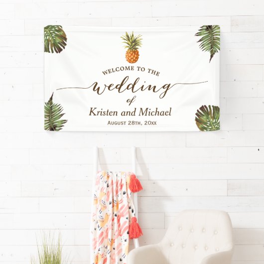 Tropische lederen anananas Stijlvolle bruiloft Spandoek (Insitu)