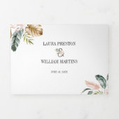 Tropische lederen bruiloft foto met RSVP-gegevens Drieluik Uitnodiging (Cover)