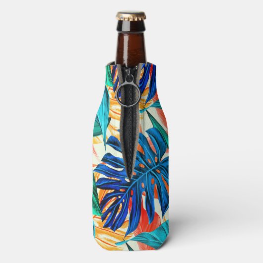 Tropische lederen flessenkoeler flesjeskoeler (Fles Achterkant)