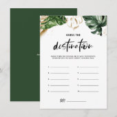 Tropische lederen raden het doeltoneelspel informatiekaartje (Voorkant / Achterkant)