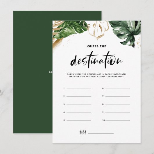 Tropische lederen raden het doeltoneelspel informatiekaartje (Voorkant / Achterkant)