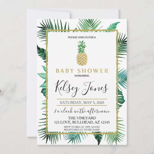 Tropische lef-ananas marine en witte streep kaart (Voorkant)