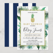 Tropische lef-ananas marine en witte streep kaart (Voorkant / Achterkant)