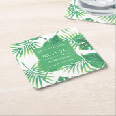 Tropische lef Wedding Save the Date Kartonnen Onderzetters (Schuin)