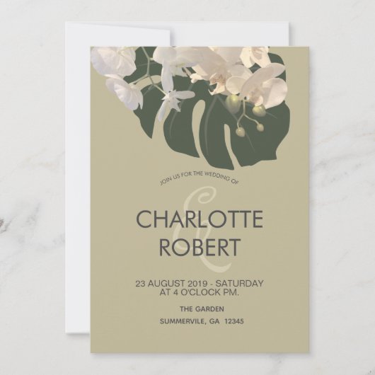 Tropische lef White Orchids Wedding Kaart (Voorkant)