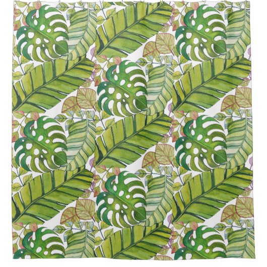 Tropische lekkage in Waterverf Douchegordijn (Voorkant)